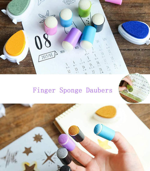 10Pcs Finger Sponge Daubers Set Stamping Drawing Sponge Foam Finger Painting Brush for Ink Chalk DIY Card Stenciling Art Craft Tools...