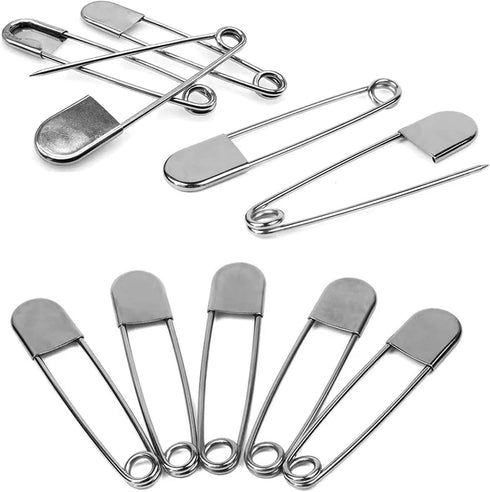 10 PCS127mm/5 Inch Heavy Duty Jumbo Safety Pins Premium Stainless Steel Silver Safety Pins for Laundry, Blanket, Key Rings, Outdoor Gear...