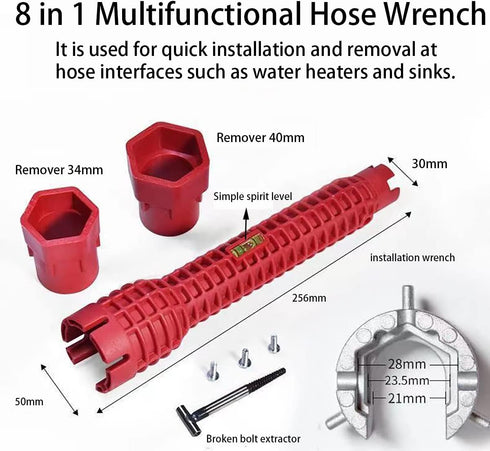 8 in 1 Multifunctional Sink Bathroom Wrench, Plumbing Installation Tool Household Water Pipe Faucet Washing Basin Corner Valve Sink Repair Removal...
