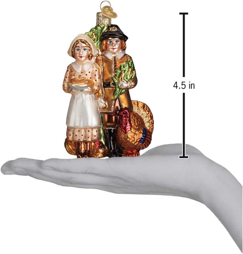 Old World Christmas Pilgrim Thanksgiving Glass Blown Ornaments for Christmas Tree...