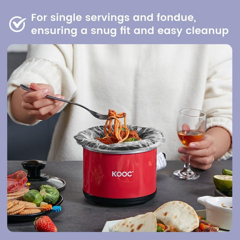 KOOC Slow Cooker Liners 8"x11" 20 Count Mini Size Disposable Pot Liners Cooking Bags Fit 0.65 qt to 1.25 qt Pot BPA Free Fresh Locking Seal Design...