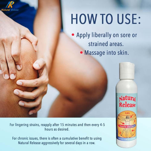 Natural Release Muscle & Joint Gel for Humans - Relief for Sore Back, Knees, Hips, Muscle Stress, Night Cramps, Aches, Strains, Discomfort - Fast ...