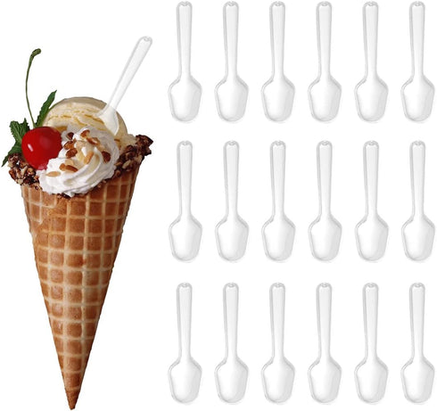 500PCS Clear Plastic Tasting Spoons Disposable Mini Tasters Small Taster Spoons Ice Cream Frozen Dessert Jelly Desert Cake Spoon for Food Trucks W...
