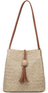 QZUnique Straw Handbags Women's Summer Beach Straw Bucket Tote Bag Straw Woven Handbag Tassel Shoulder Bag Purse...