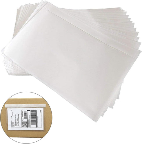 Clear 9.5'' x 6.7'' Adhesive Shipping Label Pouches/Sleeves, Plastic Packing Slip Envelope Protector Holder, Easily Fits Half of Letter-Size Paper...