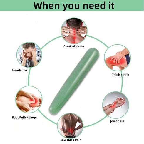 Gua Sha Massage Tools Jade Manual Stick Deep Tissue Natural Facial Tool for Full Body Meridian Pain Relief...