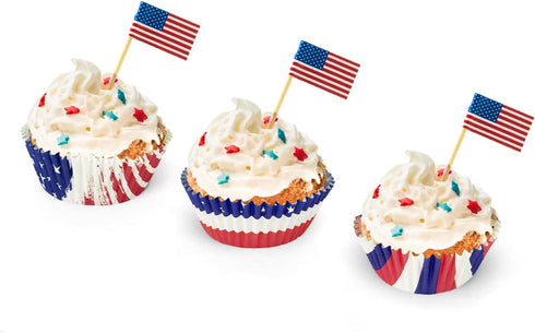 qiqee Independence Day Cupcake Liners Muffin Liners for Independence Day 300-Count 6 Original Design No Smell, Food Grade Baking Cups Paper(Small ...