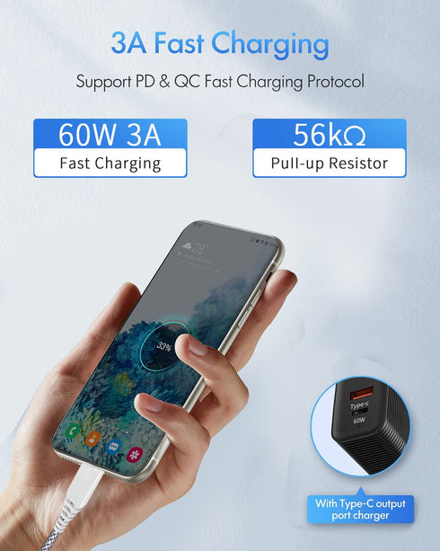 Long USB C to USB C Charger Cable 10ft 2Pack Charging Cord for Samsung Galaxy S24 S22 S23 S20 S21 Plus Ultra FE 5G,Note 20/10,Note20,A54 A53 5G,Go...