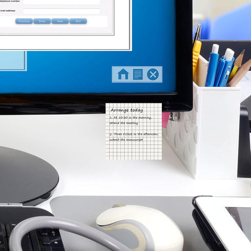 480 Sheets Sticky Notes 3 x 3 Inches Sticky Notes, Strong Stickiness, White with Black Grid Lines, Recyclable, Self-Stick Notes for Teachers and S...