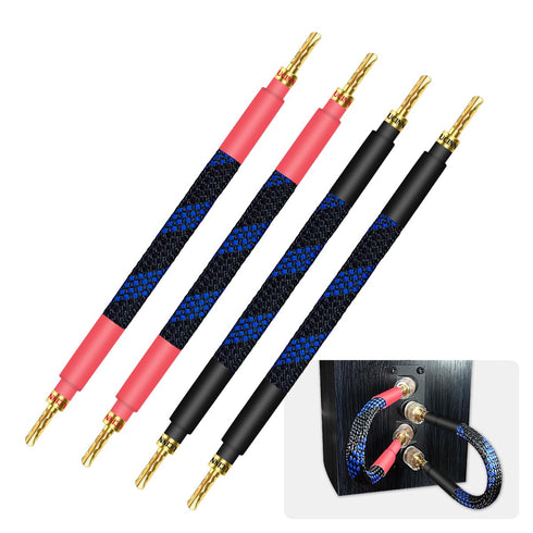 UCINNOVATE 11 AWG HiFi BFA Z Plugs Banana Speaker Cables, 4 Pack 20cm Audiophile OFC Gold Plated Speaker Wire with BFA Banana Plug for HiFi Audio ...