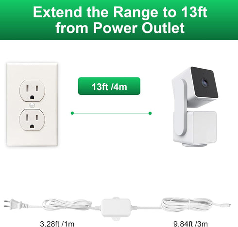 13Ft/4m Charging Cable Power Adapter Designed for Wyze Cam Pan v3, Wyze Cam V4, Wyze OG, Wyze Cam v3 and v3 Pro, No Need for a Charging Head, Suit...