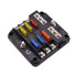 Fuse Block, 12-24V Marine Fuse Block Waterproof Boat Fuse Panel with LED Warning Indicator Damp-Proof Cover - 6 Circuits with Negative Bus 12V Fus...