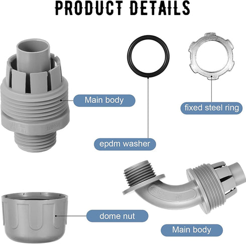 1/2" Liquid Tight Connector Electrical Conduit Connector 90 Degree and 180 Degree PVC Flexible Conduit Connector Fitting for Home Kitchen Bathroom...