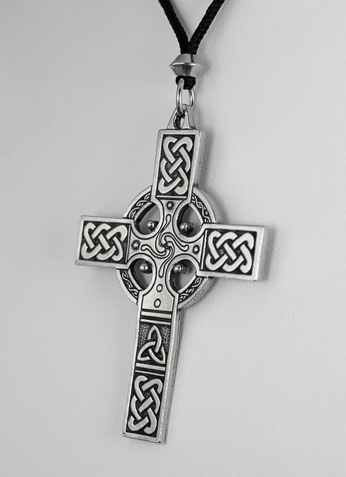Large Celtic Cross Pendant Necklace - Pewter Irish Jewelry...
