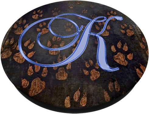 K Blue Paw Print Animal Dog Cat Pet Monogram Initial Letter PopSockets Grip and Stand for Phones and Tablets...
