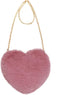 Heart Shaped Faux Fur Purse Fluffy Crossbody Bag Chain Shoulder Bag Cute Clutch Halloween Valentine Women Girls...