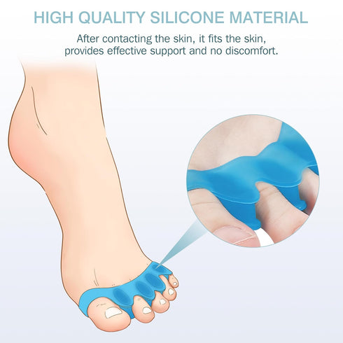 2 Pcs Toe Spacers for Women and Men - Metatarsal Yoga Cushion - Therapeutic Stretchers for Plantar Fasciitis, Bunions, Silicone Toe Separators (Bl...