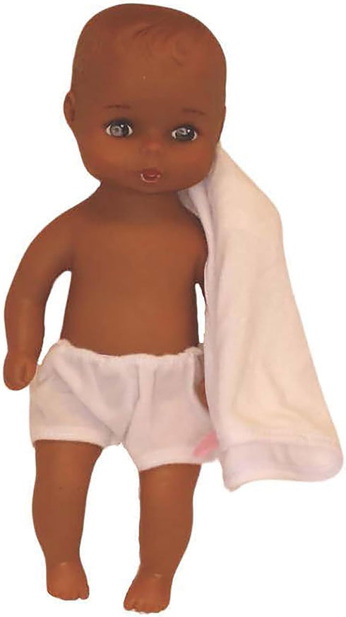 Baby's First Goldberger 11" Slush Molded Baby Doll Bathtime Softina with White Towel African American. A Realistic and Lightweight Soft Body Baby ...