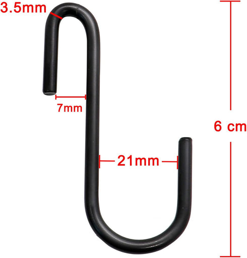10 Pack Heavy Duty S Hooks Black S Shaped Hooks Hanging Hangers Hooks for Kitchen, Bathroom, Bedroom and Office: Pan, Pot, Coat, Bag, Plants(10 Pa...