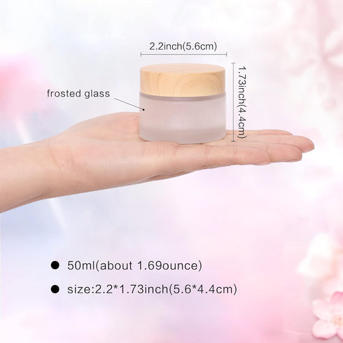 50 Gram/ml Glass Cosmetic Containers with lids?Round Frosted Cosmetic Jars with Leakproof lids,Small Empty Glass Sample Jars for Makeup Lip Scrub ...