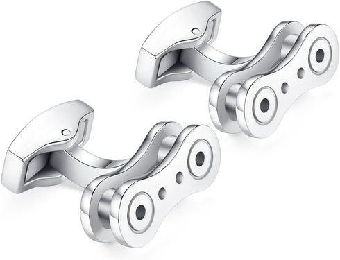 HONEY BEAR Cufflinks for Men Silver Bicycle Bike Chain for Wedding Business Gift...