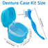 Denture Cleaner Box and Brush Set - 2 Pack Denture Bath Case with Basket + 2 Pack Denture Brush, Portable Denture Retainer Storage Box, False Teet...