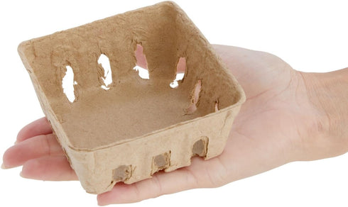 Juvale Pulp Fiber Berry Baskets - Brown Molded Pulp Fruit Containers - Cardboard Fruit Cartons For Farmers Market and Grocery Store (4 x 4 x 1.81 ...