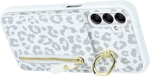 Samsung Galaxy A14 5G Case with Card Holder for Women, Samsung Galaxy A14 5G Phone Case Wallet with Credit Card with Ring Kickstand Zipper Shockpr...