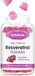 Sugar Free Resveratrol Gummies 1500mg - High Purity Resveratrol Supplement for Antioxidant, Healthy Aging, Skin, Brain, Organic - 60 Gummies...