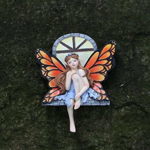Fairy Out The Window Tree Hugger Garden Statue, Glow in The Dark Resin Fairy Figurine Wall Art Sculpture Outdoor Tree Faces Decor for Patio Lawn Y...
