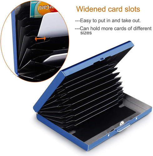 EASTNIGHTS RFID Credit Card Holder Protector Metal Credit Card Wallet Business Card Holder for Men Women Gift Box Package (Blue)...