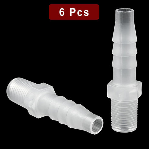 6 Pcs Plastic Hose Barb Reducer Fitting,1/4" Barb X 1/8" NPT Male Connectors Joint Splicer Mender Barbed Reducing Union Adapter Connector Pipe Fit...