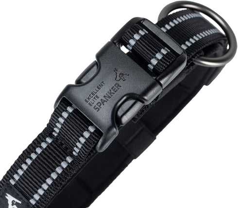 EXCELLENT ELITE SPANKER Reflective Dog Collar Classic Soft Padded Breathable Nylon Adjustable Pet Collar with Quick Release Buckle for Boy Girl Ma...
