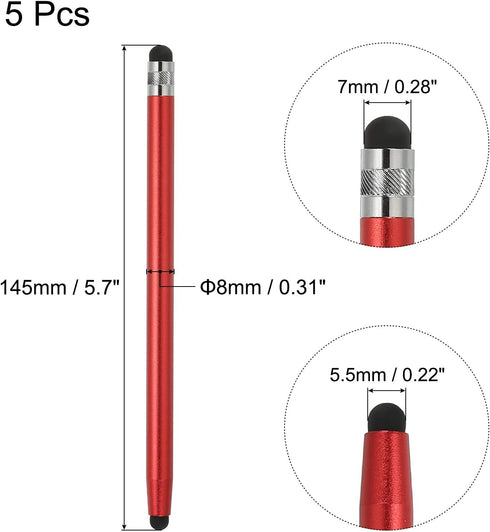 MECCANIXITY 5pcs Stylus Pens for Touch Screens Dual Rubber Tips Capacitive Stylus Universal Tablet Pen Sensitivity Precision, Red......