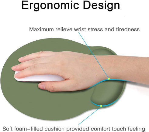 Britimes Green Mouse Pad Ergonomic Mouse Pad with Wrist Support Non-Slip Rubber Base Mousepad for Home Office Gaming Working Computers Laptop Easy...