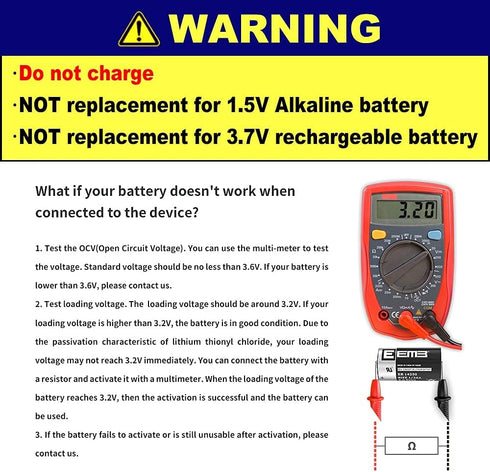EEMB 4Pack ER14250 1/2AA 3.6V Lithium Battery with AX Solder Tabs Li-SOCL? Non-Rechargeable Battery XL-050F SB-AA02 LS14250 TL-5902 TL-2150 for Sl...