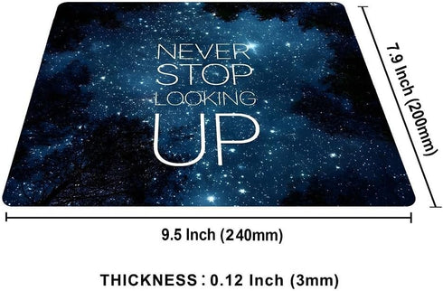 Inspirational Quote Mouse Pad, Never Stop Looking Up Motivational Pad for Men and Women, Square Mousepad with Non-Slip Rubber Base MousePads Offic...