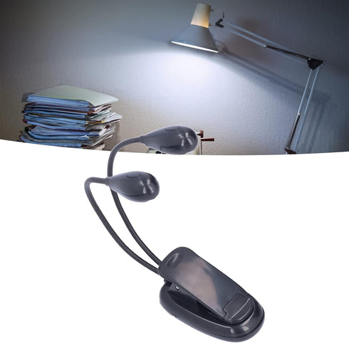 Desk Lamp, LED Clip on Light, Goose Neck 360?Rotatable,Flexible and Convient Double Poles Design, Reading Lamp for Home Office, School Dorm Suppli...