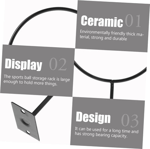 Kisangel 2 pcs Display Stand Soccer Storage Rack Basketball net Basketball Holder Rack Wall Basketball Hoop Black Shelf for Wall Exercise Ball Sta...