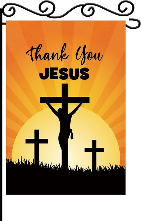 Thank You Jesus Garden Flag - God Christian Passion Week Nativity Yard Decor - God Bless Outdoor Decor - Nativity Religious House Decoration -Doub...