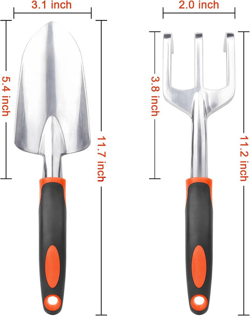Garden Tool Set, 2 Pack Heavy Duty Gardening Tools Set Include Garden Shovel and Hand Rake Claw Tool with Ergonomic Handle, Small Gardening Hand T...