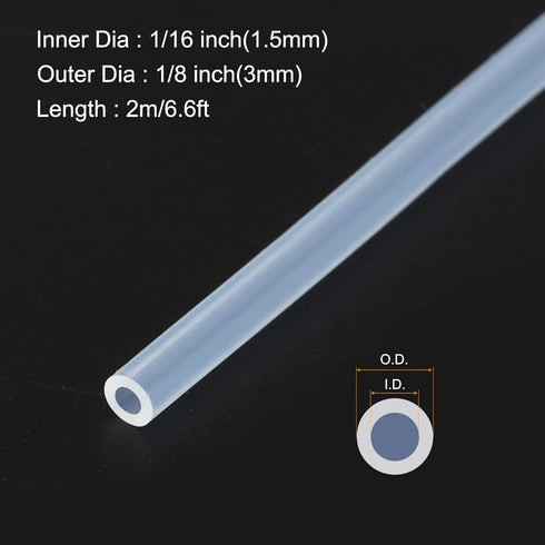 2m(7ft) 1.5mm(1/16") ID x 3mm(1/8") OD Silicone Tubing Clear Industrial Plastic Tubing Pure Silicone Hoses for Pump Siphoning Draining Irrigation ...