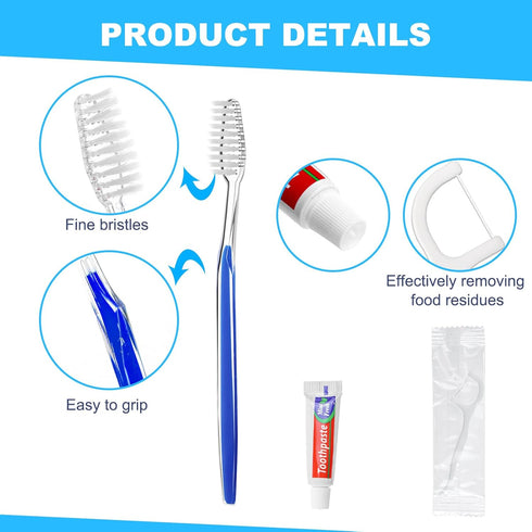 twoworld Disposable Toothbrushes with Toothpaste and Dental Floss Pick Individually Wrapped, Bulk Toothbrush 5 Colors and Toothpaste 5 grams, Flos...