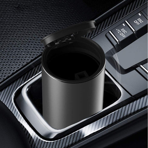 KOOMTOOM Alloy Mini Car Cup Holder Garbage Can, 300ml Dismountable Trash Bin Trash Garbage Can with Lid Leak Proof for Car Universal (Dark Gray)...