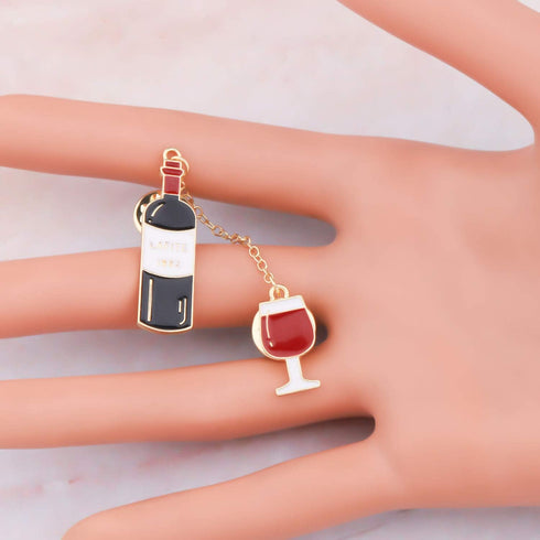 HOLLP Red Wine Coffee Beer Pin Personalized Wine Pendant Badge Wine Cheers Gift for Lover Girlfriend...