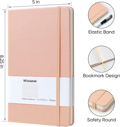 Notebook Journal, Lined Hard Cover,100Gsm Premium Thick Paper with Inner Pocket for Writing Note Taking Office School,5"×8.25"(Pink)...