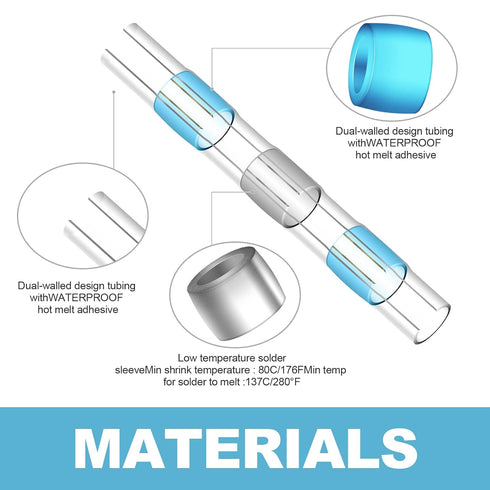 150PCS Solder Seal Wire Connectors, Self Soldering Heat Shrink Butt Connectors Solder Sleeve, Solder Seal Butt Connectors Kit Waterproof Electrica...