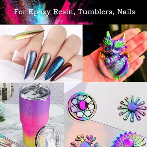 Chameleon Mica Powder, 6 Color Changing Mica Powder for Epoxy Resin, Tumblers, Color Shifting Pigment Powder for Resin Art,Slime,Painting,Concrete...