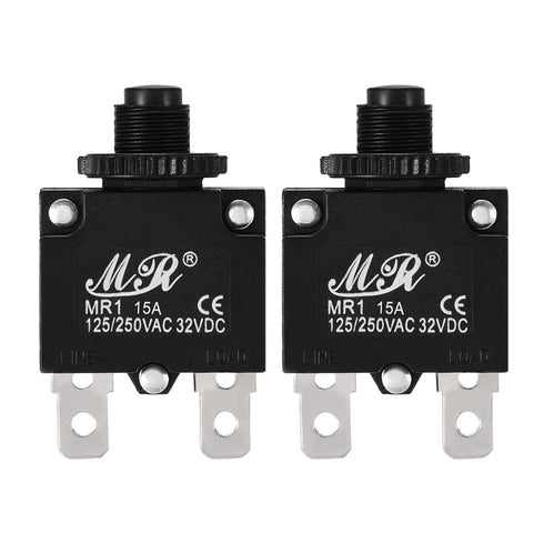 uxcell 2Pcs Thermal Overload Protector AC 125/250V 15A Push Button Reset Circuit Breaker...