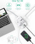 Power Strip Long Extension Cord - 10Ft Braided Extension Cord with Flat Plug, 4 Outlets and 3 USB Charging Ports, Overload Protection and Wall Mou...